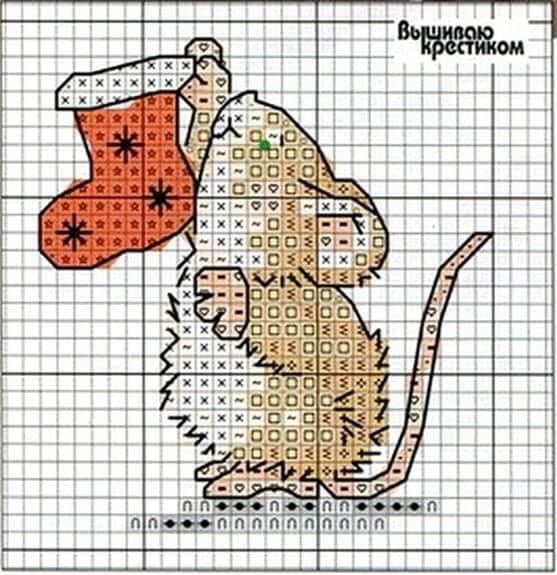 Схема вышивки крестом мышь с носком