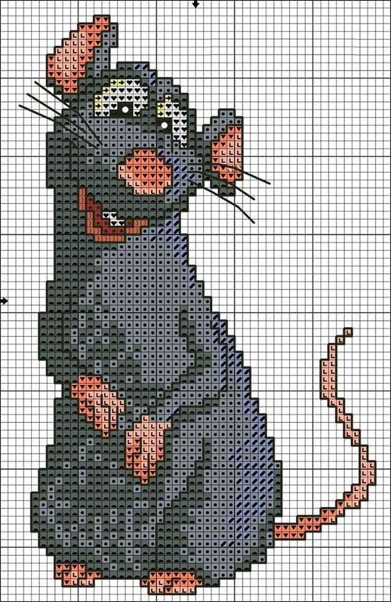 Схема вышивки крестом крысы
