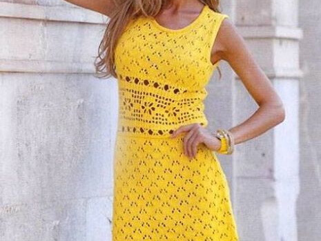 Желтое летнее платье