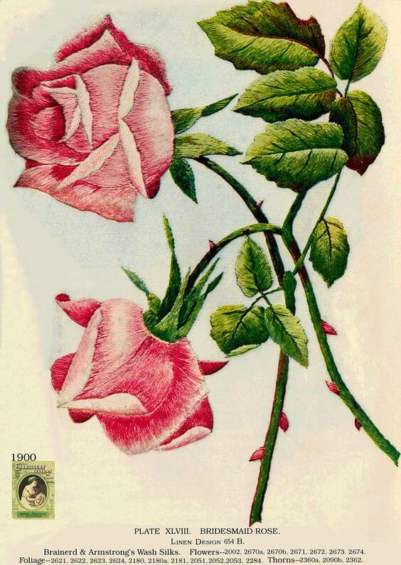 Вышивка гладью розы - схемы