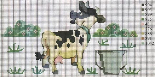Схема вышивки крестом Коровы