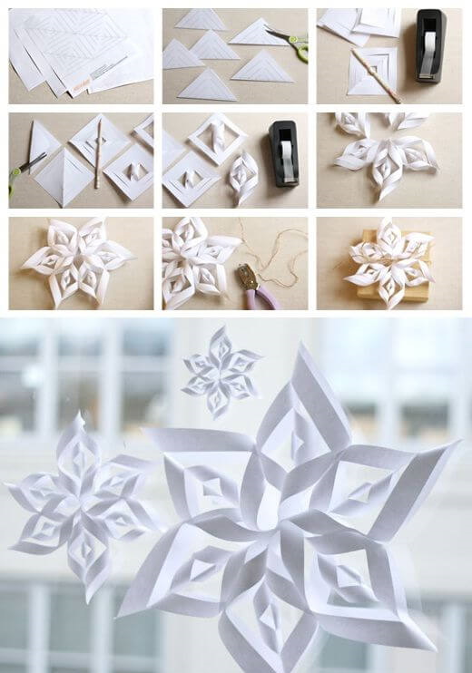 Объемные снежинки из бумаги своими руками