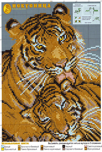 Вышивка крестом тигры и тигрята