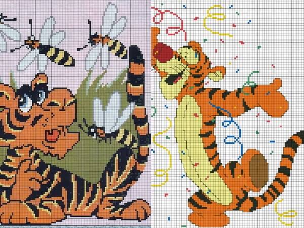 Схемы вышивки крестом тигр