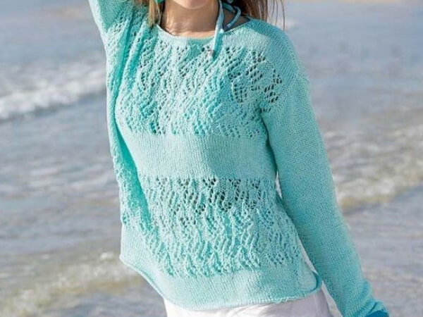 Летний пуловер мятного цвета